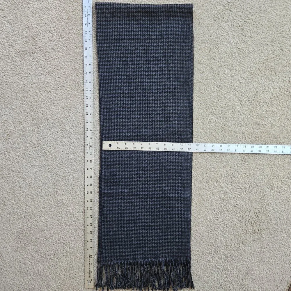 Black and Grey Cashmere Houndstooth Scarf Black Grey